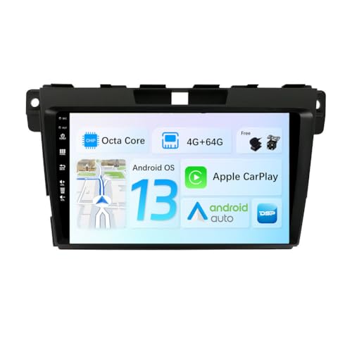 JOYX Android 13 IPS Autoradio Passt für Mazda CX-7 (2008-2015) - 4G+64G - Eingebaut DSP/Carplay/Android Auto - LED Kamera + MIC - 9 Zoll 2 Din - Lenkradsteuerung WiFi DAB 360-Kamera Fast-Boot AHD BT von Generic