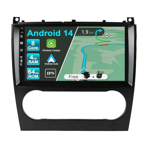 JOYX Android 13 IPS Autoradio Passt für Mercedes-Benz C-Class W203 W209 C180 C200 CL203 C209 (2004-2007) - 4G+64G - Eingebaut DSP/Carplay/Android Auto - Kamera + MIC - 9 Zoll 2 Din - SWC DAB 360-Cam von Generic