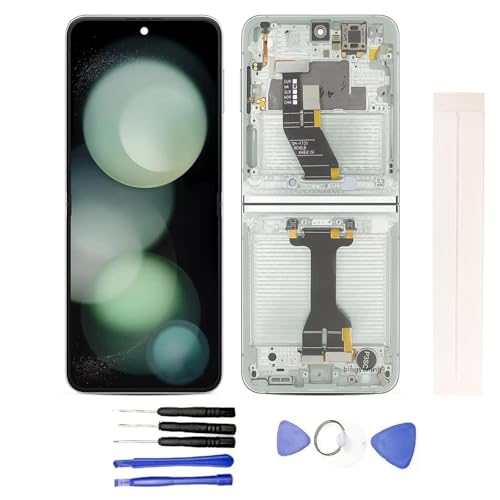 JayTong Display Ersatz für Galaxy Z Flip 5 SM-F731 LCD-Display + Reparatur Touchscreen Glas zusammengebaut + Reparatur Werkzeug (Mit grünem Rahmen) von Generic