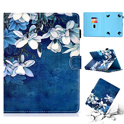 Jian Ying 7.0 Universal Tablet Schutzhülle, Painted Executive Qualität Displayschutzfolie stoßfest PU Leder Folio Stand Cover für alle 7.0 Tab Magnolia Flower von Generic