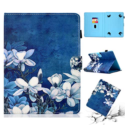 Jian Ying 7.0 Universal Tablet Schutzhülle, Painted Executive Qualität Displayschutzfolie stoßfest PU Leder Folio Stand Cover für alle 7.0 Tab Weiße/Blumen von Generic