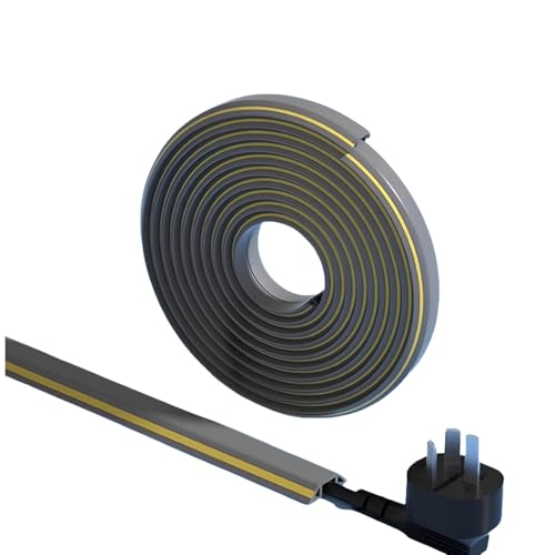 Kabelkanal Boden, Cable Organizer, Kabelabdeckungen for Kabel auf Dem Boden, Selbstklebende Kabelabdeckung aus Weichem PVC for das Homeoffice, Fitnessstudio, Restaurant von Generic