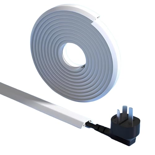 Kabelkanal Boden, Cable Organizer, Kabelabdeckungen for Kabel auf Dem Boden, Selbstklebende Kabelabdeckung aus Weichem PVC for das Homeoffice, Fitnessstudio, Restaurant von Generic