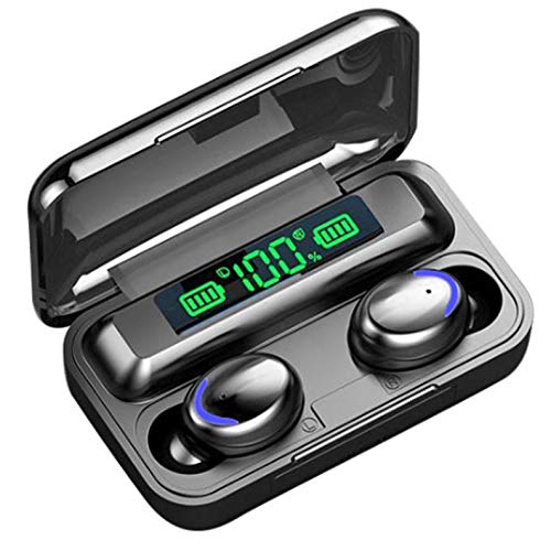 Kabellose Mini-In-Ear-Kopfhörer, Bluetooth 5.0, TWS, IPX7, wasserdicht, Sport, Gaming, HiFi, Stereo, aktive Geräuschunterdrückung, LED-Powerbank, Ladehülle für iPhone und Android (schwarz) von Generic
