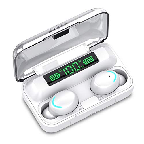 Kabellose Mini-In-Ear-Kopfhörer, Bluetooth 5.0, TWS, IPX7, wasserdicht, Sport, Gaming, HiFi, Stereo, aktive Geräuschunterdrückung, LED-Powerbank, Ladehülle für iPhone und Android (weiß) von Generic