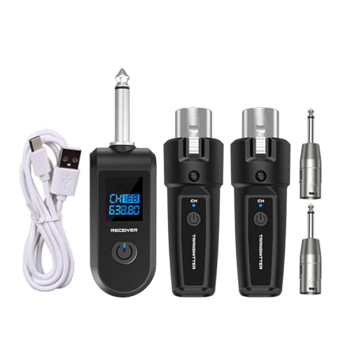 Kabelloses Mikrofonsystem, Audio-Sender für kabelloses Mikrofon und Empfangssystem | 10 Kanäle Dynamic Wireless Audio, Sender und Empfänger, wiederaufladbar von Generic