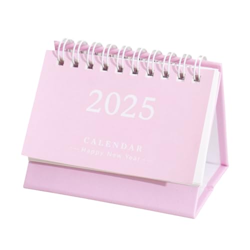Kalender 2025 Mini Planer Tischkalender Klein Terminplaner Stehkalender Familienplaner Mondkalender Familienkalender Terminkalender Terminplaner Tischkalender Schule Zuhause Büro (Rosa) von Generic