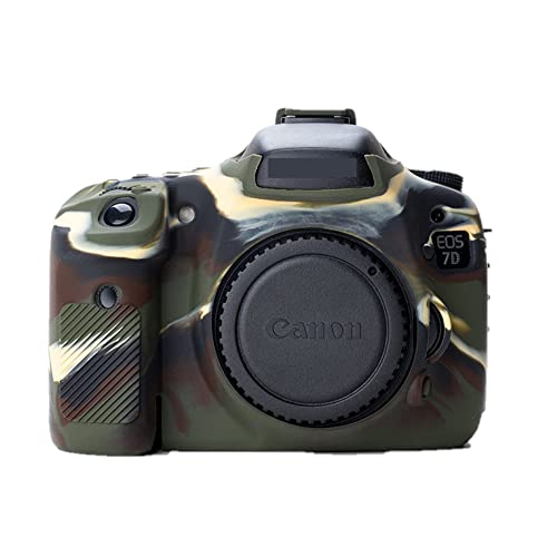 Kameratasche Tasche Weich Silikon Camouflage Grün Stoßfest Armor Skin Body Cover Protector für Canon EOS 7D Kamera von Generic