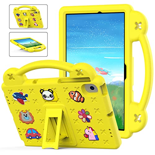 Kinder Hülle für Lenovo Tab M10 Plus HD 2nd 2020 TB-X606F X606X, DIY Karton Puppe Eva Leichte Stoßfeste Griff mit Standfuß, Dauerhaft Kids Griff Schutzhülle, Gelb von Generic