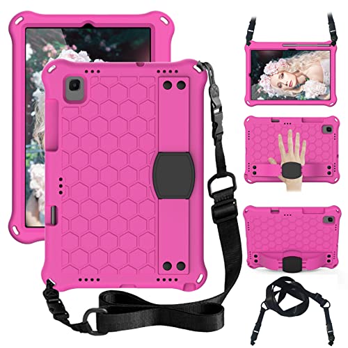 Kinder Hülle für Samsung Galaxy Tab A7 10.4 Zoll 2020 SM-T500 T505, Hand Kickstand Schultergurt Eva Leichte Stoßfeste Honeycomb Design, Kids Griff Schutzhülle, Rosa Schwarz von Generic