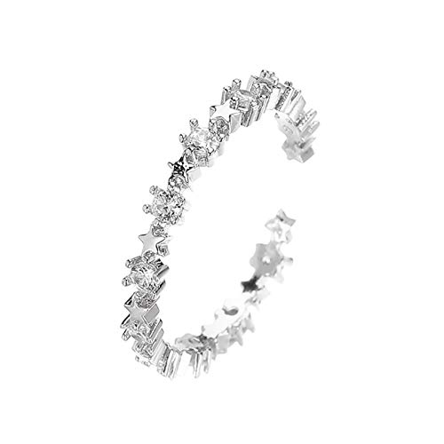 Kleiner Stern, offen, eingelegter Finger, frisch, fünf Kupferzirkon-Index, süße Ringringe Ringelblumen Und Heilsalbe (Silver, One Size) von Generic