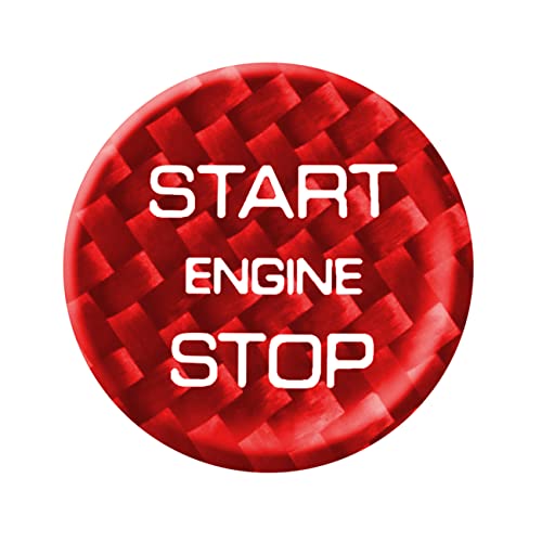 Kohlefaser Motor Start Stop Switch Aufkleber Trim Abdeckung Zündknopf Kappe Dekor Aufkleber Kompatibel mit Alfa Romeo Stelvio Giulia DS13 (Rot) von Generic