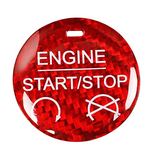 Kohlefaser Motor Start Stop Switch Aufkleber Trim Abdeckung Zündknopf Kappe Dekor Aufkleber Kompatibel mit Ford Mustang 2015-2021 DS12 (Rot) von Generic