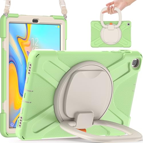 Kompatibel mit Samsung Galaxy Tab A 10.1 Hülle 2019 (SM-T510/T515) Stoßfest Schutzhülle 360 Grad Drehbar Multifunktions-Griff Ständer + Schultergurt Stabile Schutzhülle (Matcha Grün) von Generic