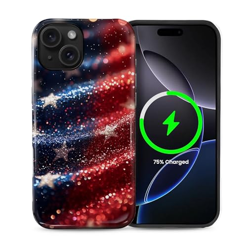 Kompatibel mit iPhone 15, Hybrid-Hülle, 2-lagig, magnetisch, kompatibel mit MagSafe, stoßfest, kratzfest, für Mädchen, Frauen, Jungen, Männer, amerikanischer Stern für iPhone 15 Kompatibel mit iPhone 15, Hybrid-Hülle, 2-lagig, magnetisch, kompatibel mit MagSafe, stoßfest, kratzfest, für Mädchen, Frauen, Jungen, Männer, amerikanischer Stern für iPhone 15 von Generic