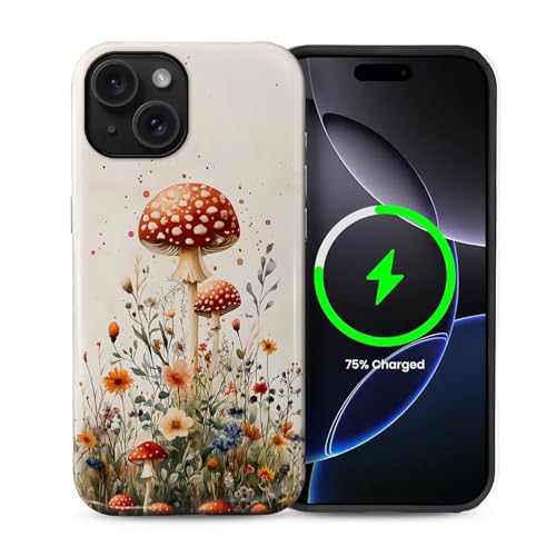Kompatibel mit iPhone 15 Plus Hülle, Hybrid 2-lagige magnetische Hülle, kompatibel mit MagSafe, stoßfest, kratzfest, für Mädchen, Frauen, Jungen, Männer, Pilz für iPhone 15 Plus Kompatibel mit iPhone 15 Plus Hülle, Hybrid 2-lagige magnetische Hülle, kompatibel mit MagSafe, stoßfest, kratzfest, für Mädchen, Frauen, Jungen, Männer, Pilz für iPhone 15 Plus von Generic