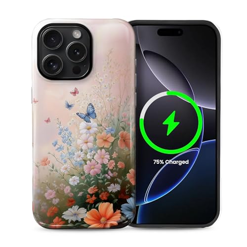Kompatibel mit iPhone 15 Pro Hülle, Hybrid 2-lagige magnetische Hülle, kompatibel mit MagSafe Stoßfest Anti-Kratzer für Mädchen, Frauen, Jungen, Männer, Schmetterling für iPhone 15 Pro von Generic