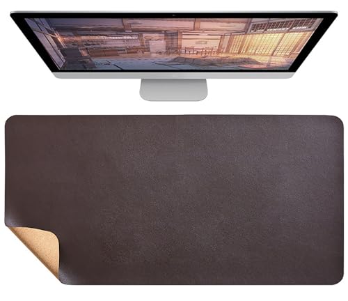 Kork Schreibtischunterlage 80x40cm, Multifunktionales Doppelseitige Mauspad, Wasserfeste Büro Schreibtischunterlage aus Leder(Brown,120x60cm) von Generic