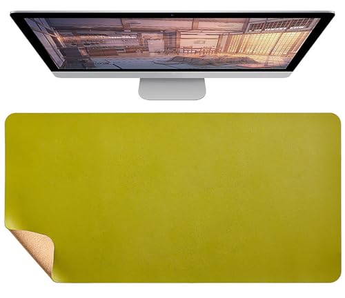 Kork Schreibtischunterlage 80x40cm, Multifunktionales Doppelseitige Mauspad, Wasserfeste Büro Schreibtischunterlage aus Leder(Green,90x45cm) von Generic