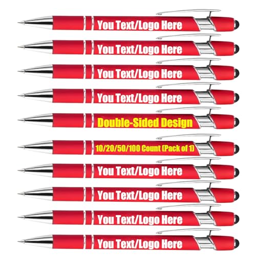 Kugelschreiber Personalisiert Hochwertig Kugelschreiber mit Gravur Tintenroller Kuli Schwarze Tinte 100 Stück Kugelschreiber Set Doppelseitiges Personalisiertes Logo/Text Schreibset mit Gravur von Generic