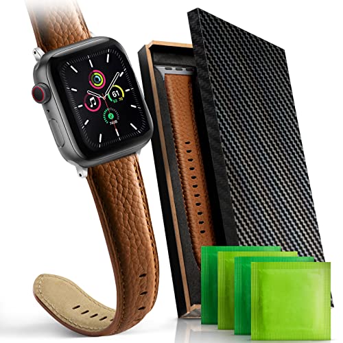 Lederarmband kompatibel für Apple Watch Armband 38mm 40mm 41mm, Damen Herren Klassische Ersatz Leder Uhrenarmband für iWatch 8/7/6/SE/5/4/3/2/1 von Generic