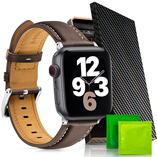 Lederarmband kompatibel für Apple Watch Armband 42mm 44mm 45mm, Herren Damen Premium Ersatz Leder Uhrenarmband für iWatch Series 7/6/5/4/3/2/1/SE von Generic