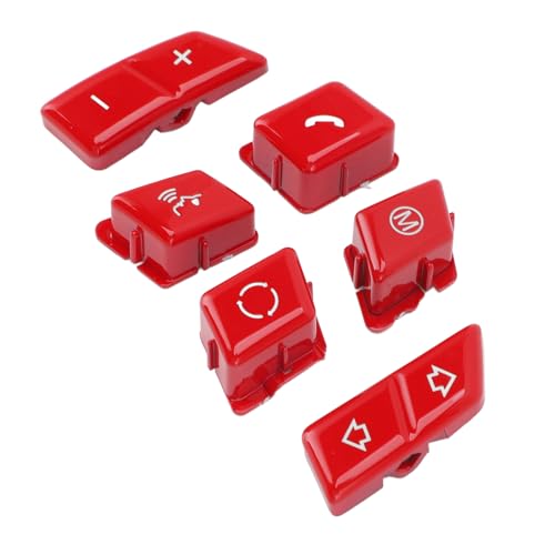 Lenkradsteuerungstaste, Autolenkradknöpfe Tragen Sie die Befestigung Bequemer Touch Decorative für M3 2007 Bis 2013 (Rot) von Generic