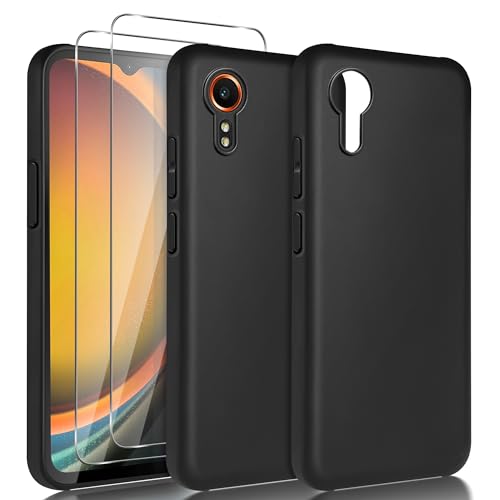 Matte Hülle + 2 Stück Displayschutz Kompatibel für Samsung Galaxy Xcover 7, Kratzfest 9 Härtegrad Hochauflösend Hartglas, Weiche Matte Hülle - Schwarz Matte Hülle + 2 Stück Displayschutz Kompatibel für Samsung Galaxy Xcover 7, Kratzfest 9 Härtegrad Hochauflösend Hartglas, Weiche Matte Hülle - Schwarz von Skyvov