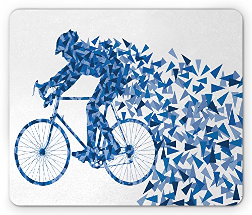 Mauspad Fahrrad-Silhouette-Design Eines Bikers Mit Dreieckigen Geometrischen Fragmentierten Merkmalen Computer-Mauspad Schreibtischunterlage Tragbar, Für Computer, Homeoffice, 25x30cm von Generic