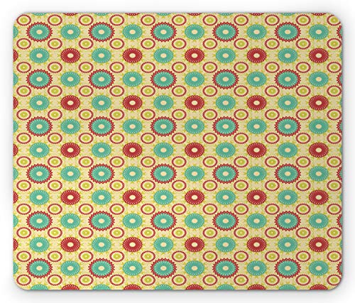 Mauspad Geometrisches Abstraktes Design Mit Surrealen Mechanischen Rädern Und Wiederholung Computer-Mauspad Waschbar Wasserdichte Schreibtischunterlage, Für Laptops, Arbeitsstudium, 25x30cm von Generic