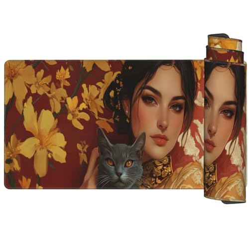 Mauspad Katze Mousepad XXL 1200 x 600 x 3mm, Schreibtischunterlage Prinzessin Mauspad Gaming Mouse Pad, Wasserdicht Mousepad, Verbessert Präzision und Geschwindigkeit, Büro Schreibtisch Zubehör Q1038 von Generic
