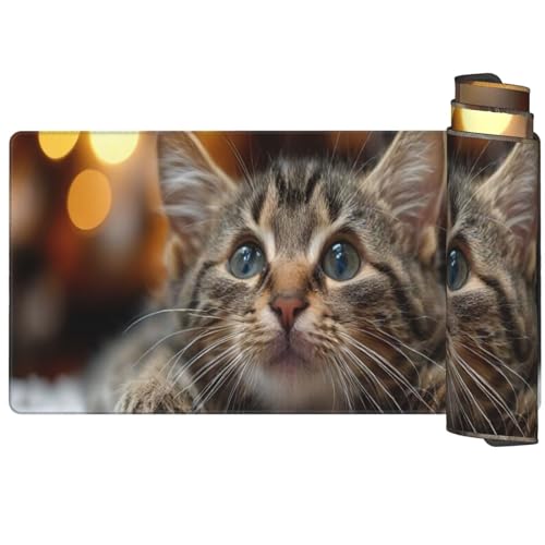 Mauspad Katze Mousepad XXL 700 X 300 mm, Schreibtischunterlage Tier Mauspad Gaming Mouse Pad, Mousepad mit Verbessert Präzision und Geschwindigkeit, rutschfeste Gummibasis, Schreibtisch Zubehör Q1040 von Generic