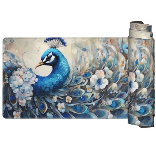 Mauspad Pfau Mousepad XXL 900 X 400 mm, Schreibtischunterlage Blume Mauspad Gaming Mouse Pad, Mousepad mit Verbessert Präzision und Geschwindigkeit, rutschfeste Gummibasis, Schreibtisch Zubehör Q1168 von Generic