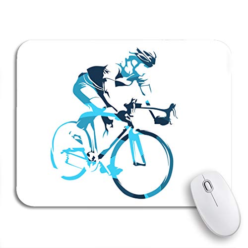 Mauspad Rennradfahrer Auf Seiner Fahrrad-Radtour Abstract Blue Computer-Mauspad Multifunktionales Schreibtischunterlage, Für Arbeitsstudium, Kabellose Maus, 25 x 30cm von Generic