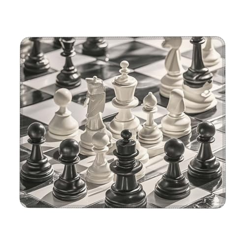 Mauspad Schwarz-Weiß-Schach Office Mauspad Waschbar Schreibtischunterlage Multifunktionales Laptop Schreibunterlage, Für Computer, Homeoffice, 25x30cm von Generic
