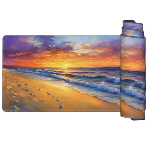 Mauspad Sonnenuntergang Mousepad XXL 800 x 400 x 3mm, Schreibtischunterlage Meerblick Mauspad Gaming Mouse Pad, Wasserdicht Mousepad, Verbessert Präzision und Geschwindigkeit, Schreibtisch Büro Q1078 von Generic