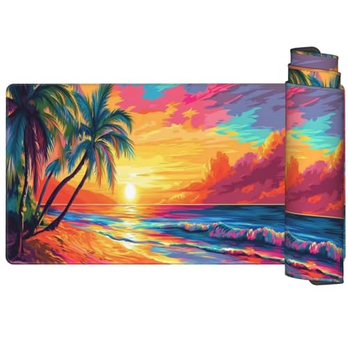 Mauspad Sonnenuntergang Mousepad XXL 800 x 400 x 3mm, Schreibtischunterlage Meerblick Mauspad Gaming Mouse Pad, Wasserdicht Mousepad, Verbessert Präzision und Geschwindigkeit, Schreibtisch Büro Q1074 von Generic