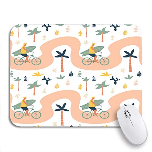 Mauspad Surfer Mit Fahrrad Und Surfbrett Am Strand Lustige Cartoon Klein Mousepad Weiches Multifunktionales Computer-Mauspad, Für Büro, Computer, 25 x 30cm von Generic