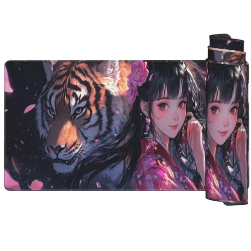 Mauspad Tiger Mousepad XXL 1200 X 600 mm,Schreibtischunterlage Anime Mauspad Gaming Mouse Pad,Mousepad mit Verbessert Präzision und Geschwindigkeit,Rutschfeste Gummibasis,Schreibtisch Zubehör Q1132 von Generic