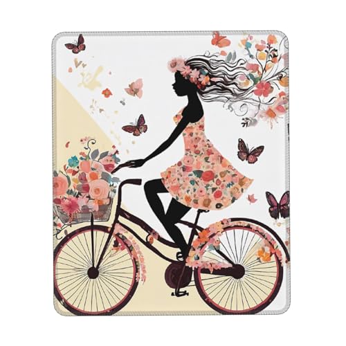 Mauspads, Mädchen Fahrrad Schmetterling Weich Mouse Mat Tragbar Schreibtischunterlage Für Laptop Büro Computer 25X30cm von Generic