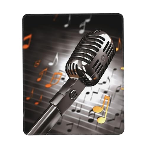 Mauspads, Mikrofon Mit Musiknoten Verschleißfest Mouse Pad Weich Tischunterlage Für Laptop Computer Professionelle Gamer 25X30cm von Generic