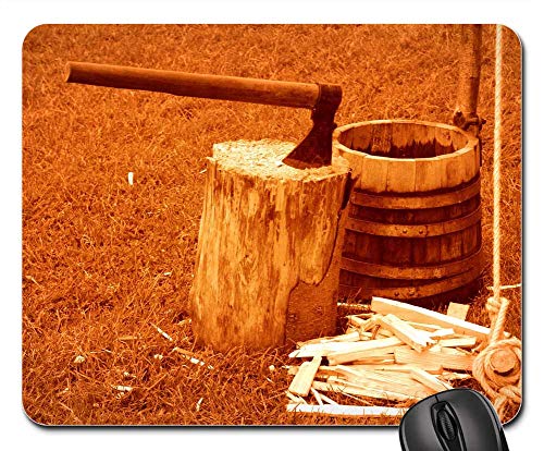 Mauspads, Wikingeraxt Holz B Cases Holzarbeiten Mittelalter rutschfest Gaming Mauspad Verschleißfest Computer-Mauspad Für Tastatur Pc Homeoffice 25X30Cm von Generic