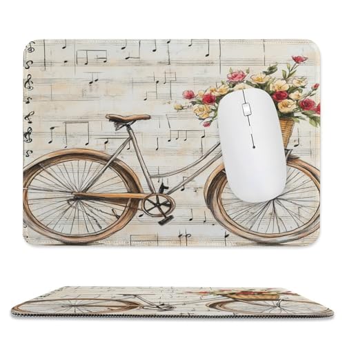 Mauspads Frühlingsblumen Musiknote Fahrrad Schreibtischunterlage Weich,Rutschfest Computer-Mauspads Für Büro Büro Laptops 25X30Cm von Generic