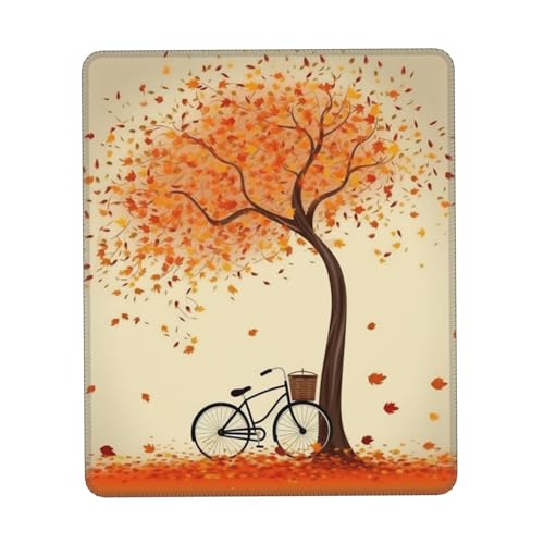 Mauspads Herbstlicher Baum Und Fahrrad Tischunterlage Weich,Tragbar Computer-Mauspads Für Laptops Computer Büro 25X30Cm von Generic