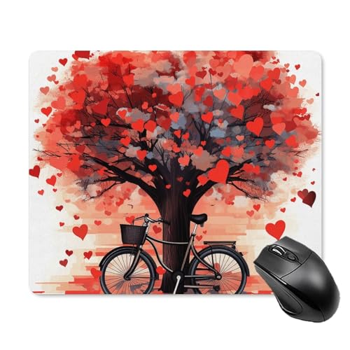 Mauspads Herzbaum-Fahrrad Schreibtischunterlage Waschbar,Langlebige Tischunterlage Für Pc Computer Büro 25X30Cm von Generic