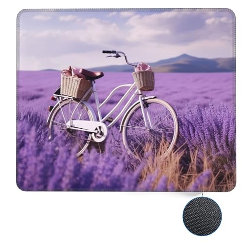Mauspads Lavendelfeld-Fahrrad Schreibtischmatte Spritzwassergeschützt,Weich Schreibtischunterlage Für Computer Laptops Tastatur 25X30Cm von Generic
