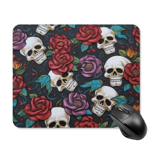 Mauspads Zuckerschädel-Blumen Gaming Mauspad Modernes,Verschleißfest Computer-Mauspads Für Büro Büro Tastatur 25X30Cm von Generic