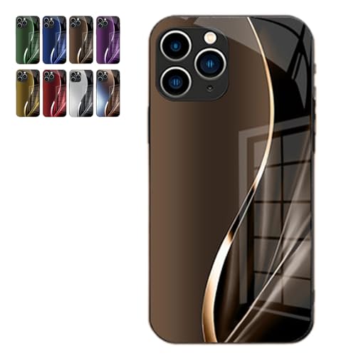 MerryKlein Personalized Plating Tempered Glass Case, Personalized Gradient Arc Magnetic Tempered Glass Case, temperedglass Mobile phonecase for iPhone 14/15/16 pro max (Coffee,for 14ProMax) von Generic