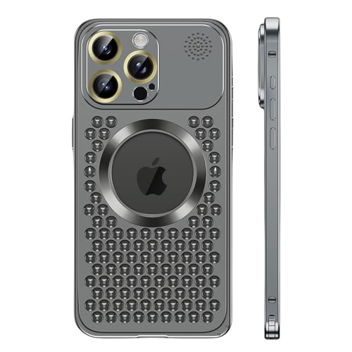 Metall-Schutzhülle für iPhone 16 Pro Max/16 Pro/16, kompatibel mit MagSafe eingebauter Aromatherapie, ultraleichtes Aluminium-Metall-Design, vollständiger Kameraschutz (Schwarz, 16 Pro) von Generic