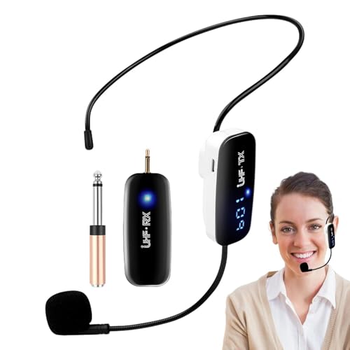 Mikrofon-Headset zum Sprechen, Mikrofon 2 im Bereich von 5 m, Arbeitszeit 8 Stunden, 0,35 cm (1/8 Zoll), Mikrofon-Lautsprecher für Karaoke-Lautsprecher, PA, Unterricht, Fitness von Generic
